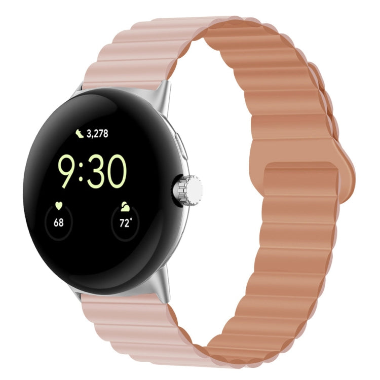 Light pink silicone watch band with magnetic reverse buckle, 41mm