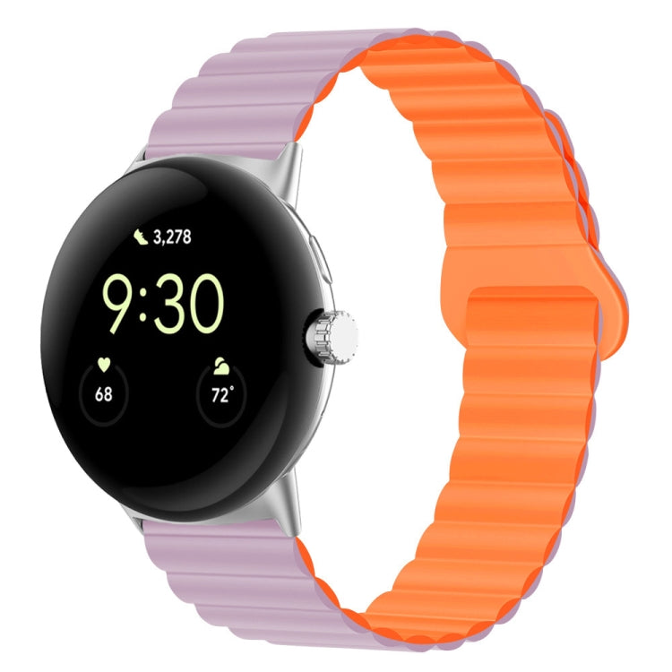 Purple and orange silicone watch band with magnetic reverse buckle, 41mm
