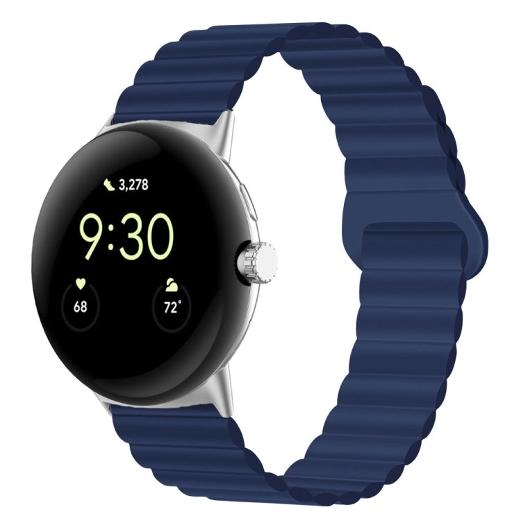 Navy blue silicone watch band with magnetic reverse buckle, 41mm