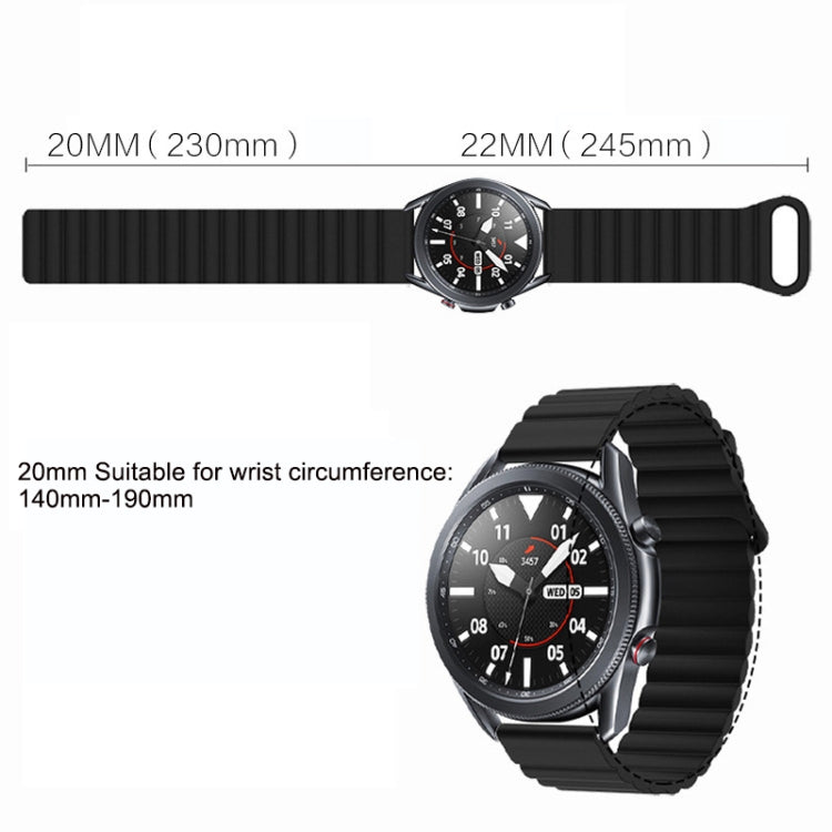 Black ribbed silicone magnetic watch band with adjustable buckle and 41mm watch
