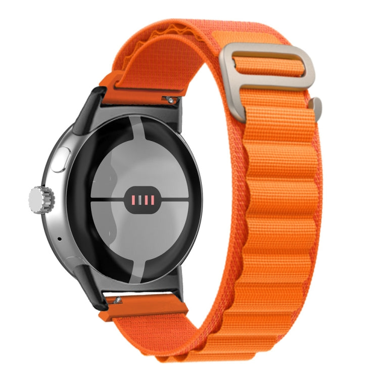 Orange nylon loop watch band with connector clasp for 41mm watch