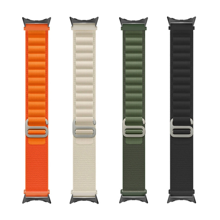 Nylon loop watch bands in orange, starlight, green, and black (41mm)