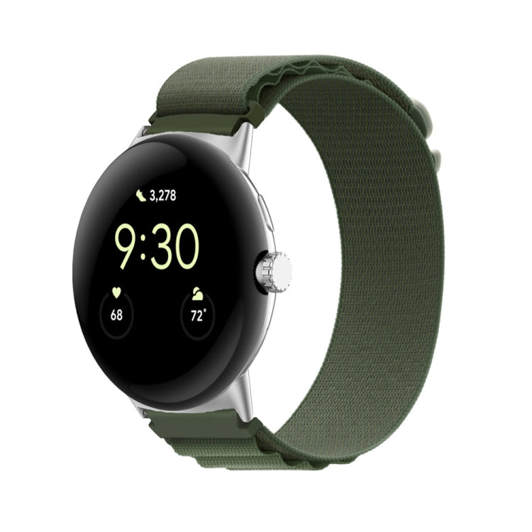 Nylon Loop Silver Connector Watch Band, For Google Pixel Watch 5 / 4 / 3 / 2 / 1 41mm