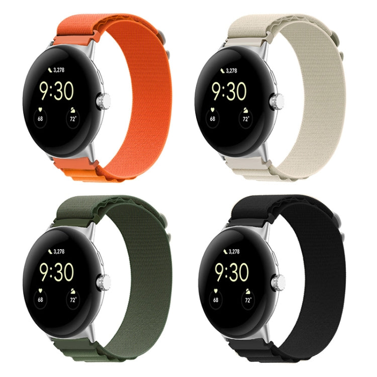 Nylon Loop Silver Connector Watch Band, For Google Pixel Watch 5 / 4 / 3 / 2 / 1 41mm