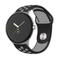 Two-color reverse buckle silicone watch band, black and gray with paw-print perforations