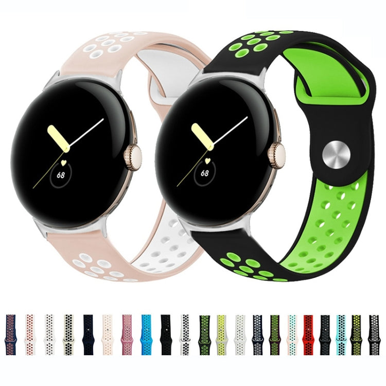 Two-color silicone watch band with reverse buckle, set of two patterned options