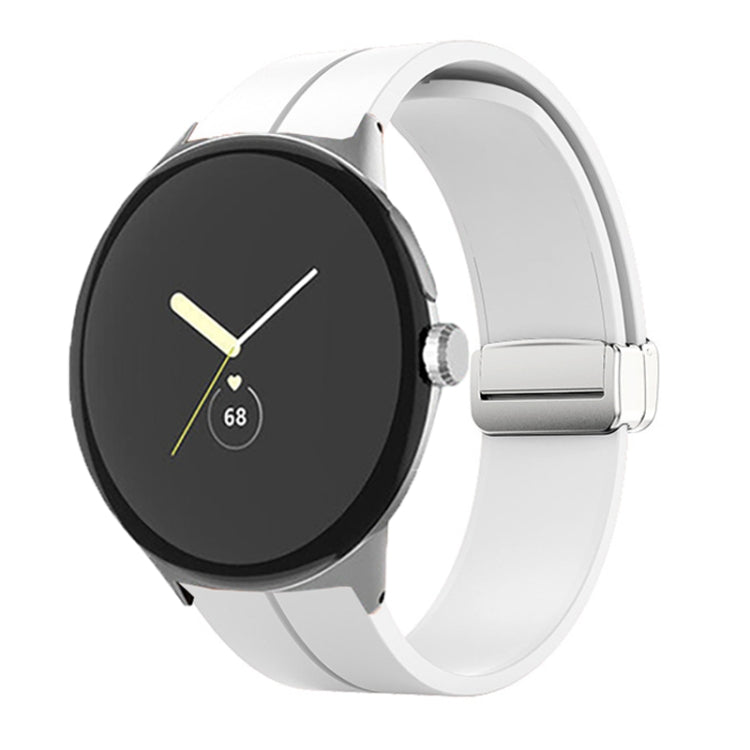 Solid-color Folding Buckle Silicone Watch Band, For Google Pixel Watch 5 / 4 / 3 / 2 / 1 41mm