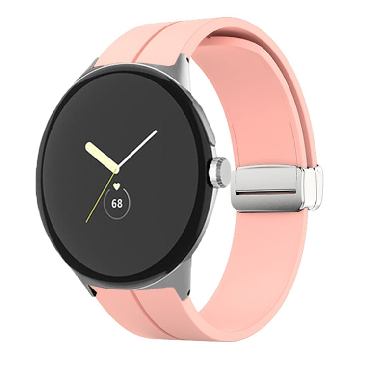 Solid-color Folding Buckle Silicone Watch Band, For Google Pixel Watch 5 / 4 / 3 / 2 / 1 41mm