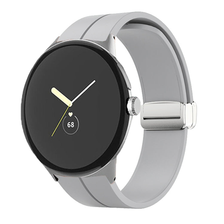 Solid-color Folding Buckle Silicone Watch Band, For Google Pixel Watch 5 / 4 / 3 / 2 / 1 41mm