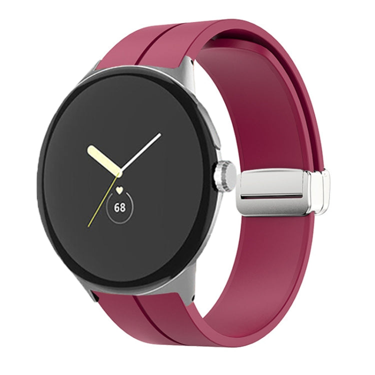 Solid-color Folding Buckle Silicone Watch Band, For Google Pixel Watch 5 / 4 / 3 / 2 / 1 41mm
