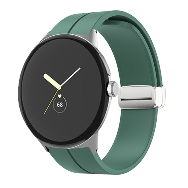 Solid-color Folding Buckle Silicone Watch Band, For Google Pixel Watch 5 / 4 / 3 / 2 / 1 41mm