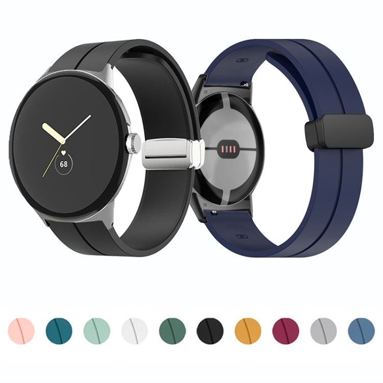Solid-color Folding Buckle Silicone Watch Band, For Google Pixel Watch 5 / 4 / 3 / 2 / 1 41mm