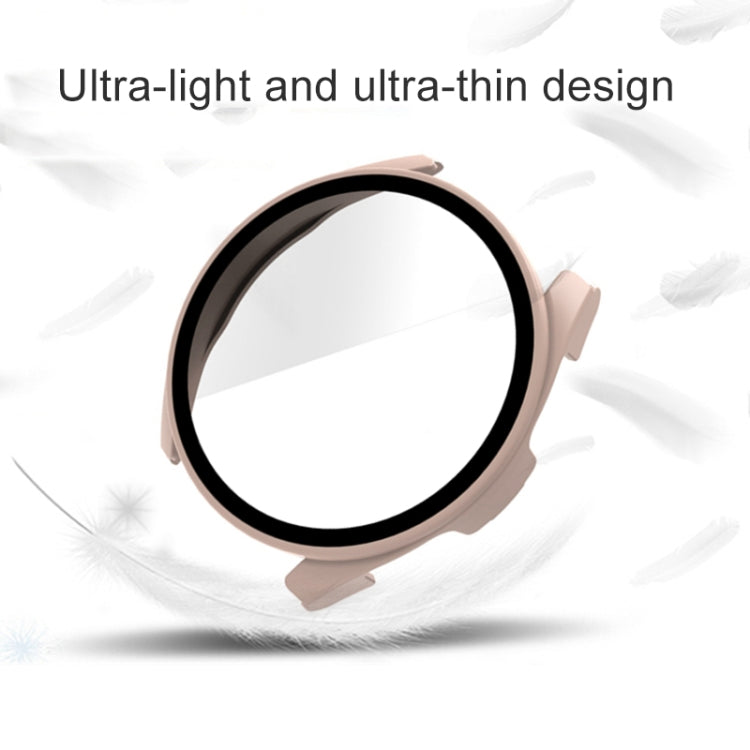 Pink 9H tempered glass protective watch case with integrated bezel, slim profile