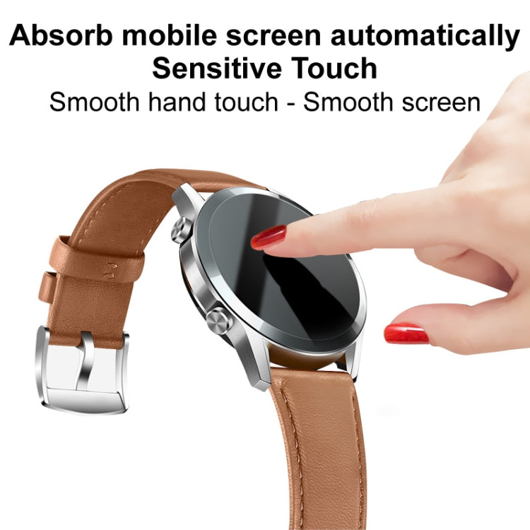 Clear watch screen protector film on smartwatch with hand touch