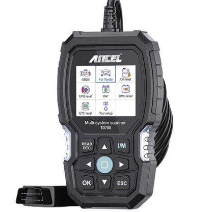 Handheld Ancel multi-system OBD diagnostic scanner with LCD screen and buttons