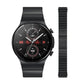Black metal watch band with textured links and quick-release clasp