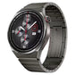 Gray stainless steel watch band with quick-release metal links and buckle