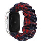 Cloth Apple Watch ring watchband, navy and red buffalo plaid fabric scrunch
