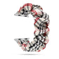 Cloth Apple Watch ring watchband, white/black plaid with red accents, scrunch style