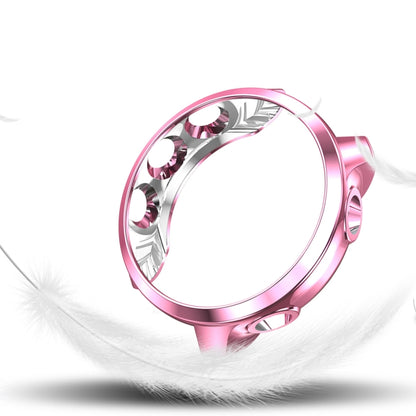 Pink TPU electroplated watch case with cutouts and raised corners for Garmin watch