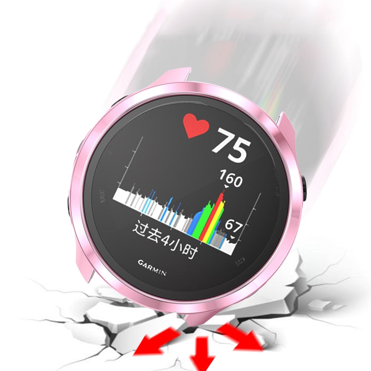 Pink TPU watch case with electroplated bezel and smartwatch display