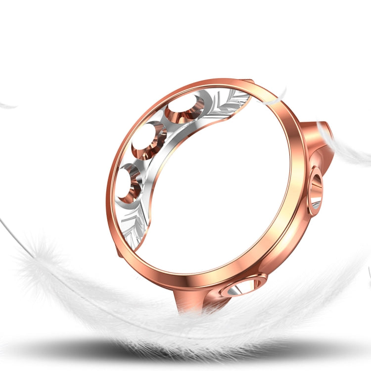 Rose gold TPU electroplated watch case with decorative cutout frame