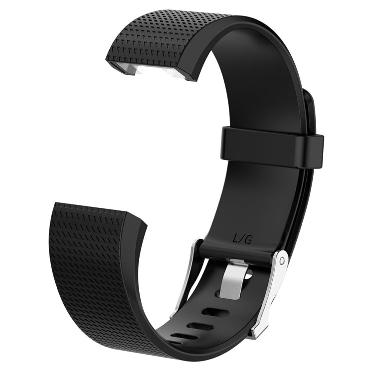 Silicone replacement wrist strap with textured holes and metal buckle, black