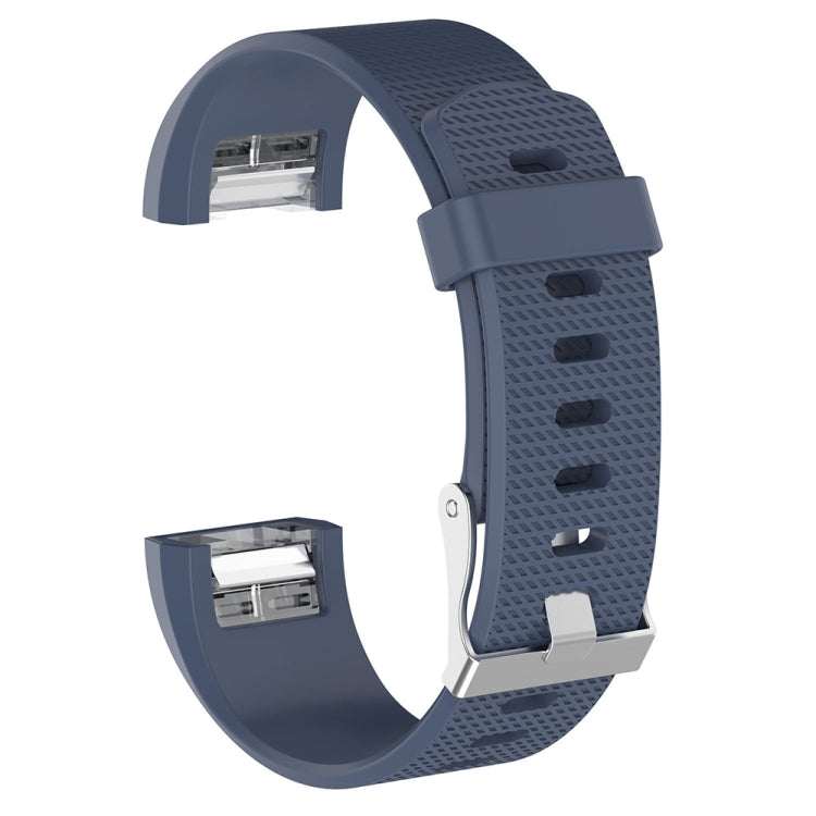 Blue silicone textured replacement wrist strap with buckle, for Fitbit Charge 2
