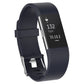 Black silicone textured watchband with buckle, showing fitness tracker display for Fitbit Charge 2