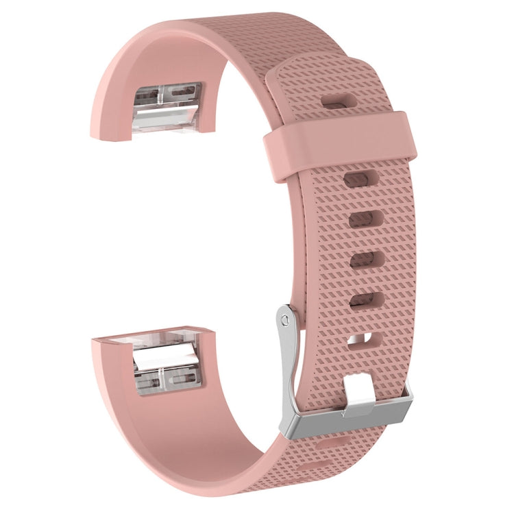 Silicone wrist strap watchband for Fitbit Charge 2, dusty rose textured with buckle