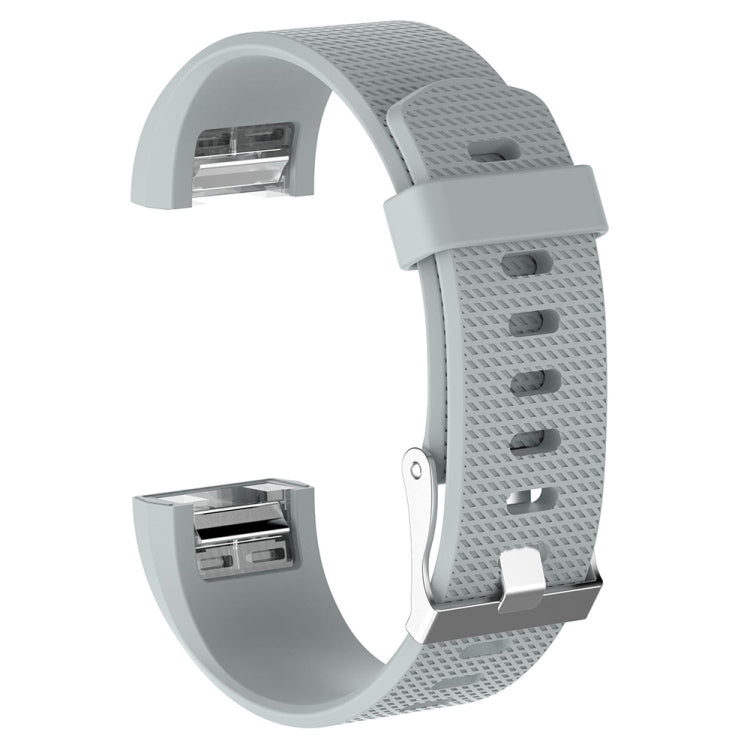 Grey silicone wrist strap with buckle, textured perforations and adjustable holes