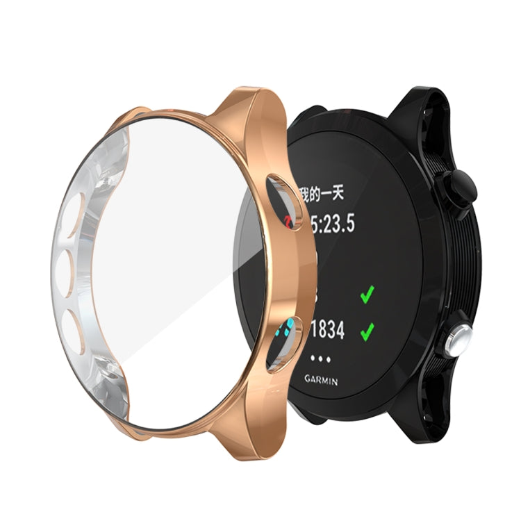 Rose-gold TPU watch case with clear front and black backplate for Garmin watch