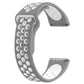 Light gray and white two-tone silicone watchband with oval cutout pattern and metal clasp.