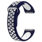 Two-tone silicone watch strap, dark blue with white oval pattern and metal buckle