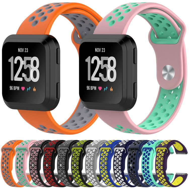 Two-tone silicone watch straps set, multicolor bands with perforated oval patterns
