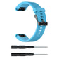 20mm silicone replacement watch strap, sky blue, with black clasp and perforations