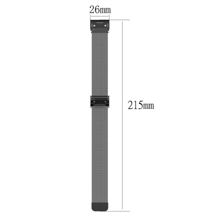 Watch strap size diagram: 26 mm width and 215 mm strap length