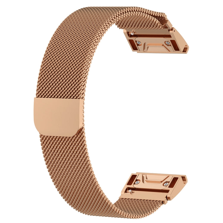 Rose gold milanese watch strap with rose gold metal deploy clasp and padded back