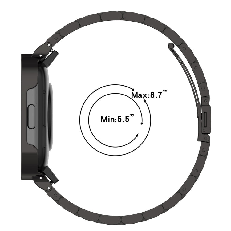Watch band fit range diagram: min 5.5in to max 8.7in circumference