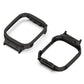 Black metal watch protective case frame with raised bezel and clips