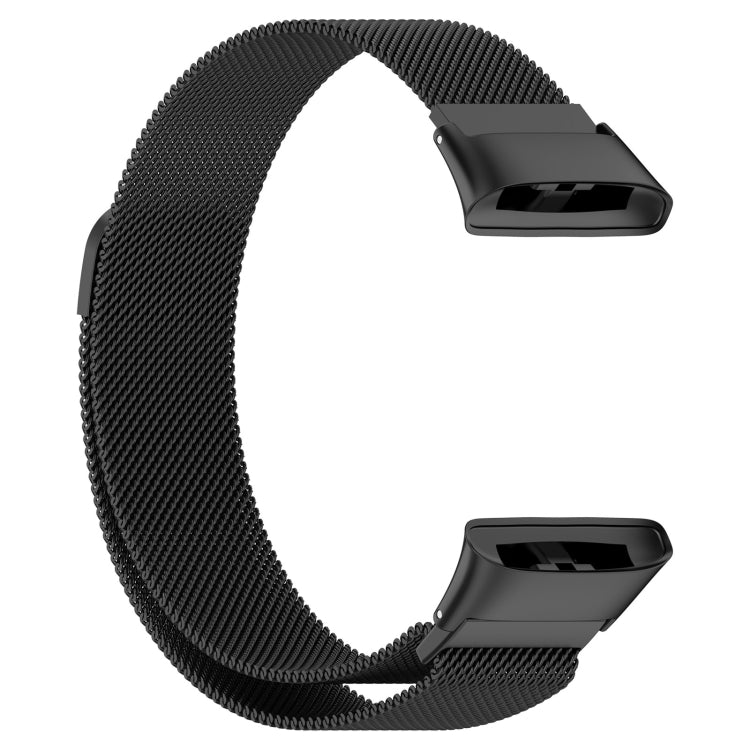 Black milanese metal watch band, mesh links with clasp for smartwatch