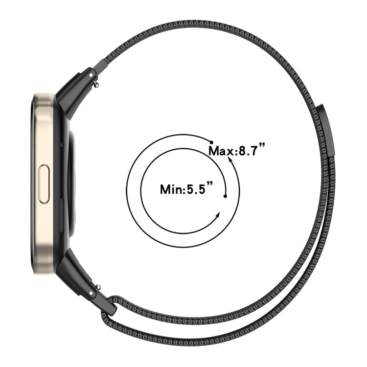 Black milanese metal watch band for Xiaomi Redmi Watch 3, mesh strap with clasp