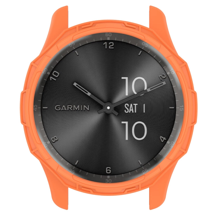 Orange armor watch protective case covering smartwatch round face and bezel