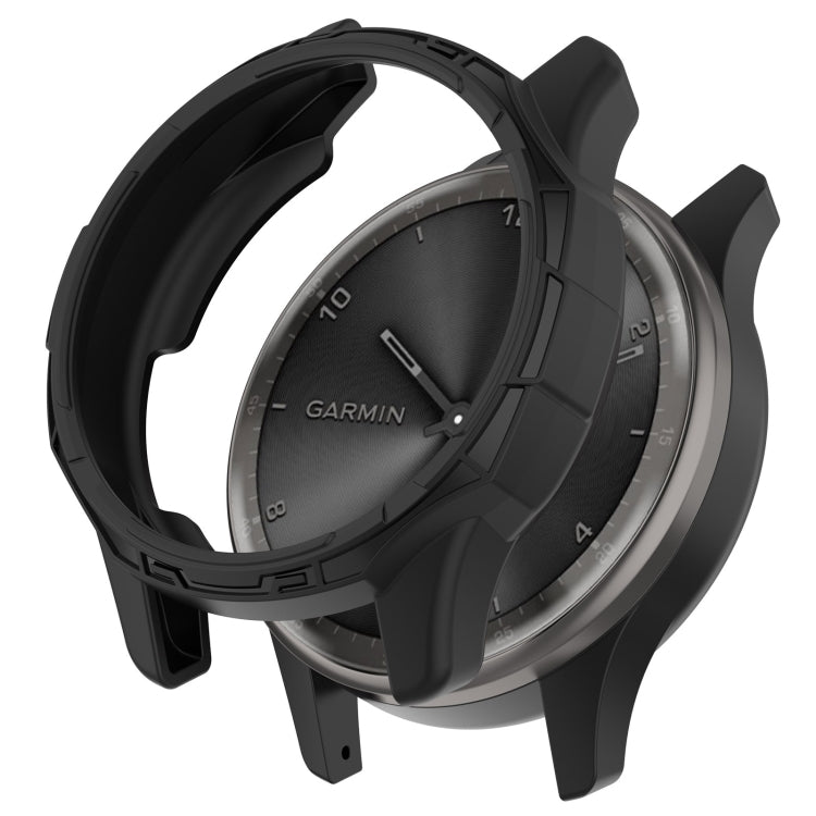 Black armor watch protective case over round smartwatch face