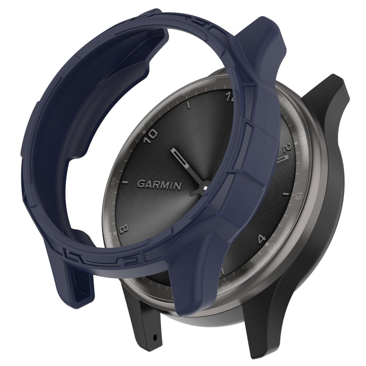 Midnight blue armor watch protective case over round smartwatch face