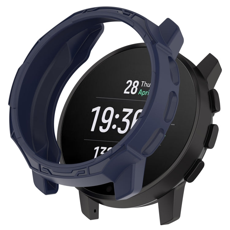 Navy blue protective watch case with raised bezel for Garmin smartwatch