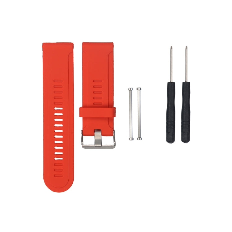Red orange silicone replacement watch strap with metal buckle and adjustment holes