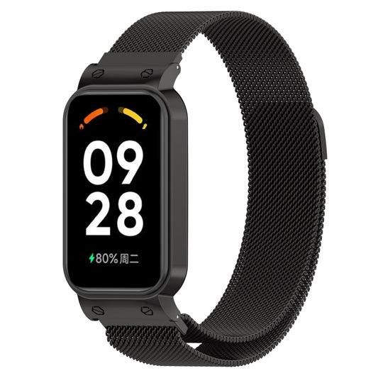 Black Milan metal watch band with mesh strap and metal clasp for smart watch