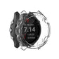 Transparent silicone protective case on smartwatch with black screen display visible.