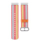 Nylon watch strap with red-and-white stripes, tan keeper band and metal buckle loop